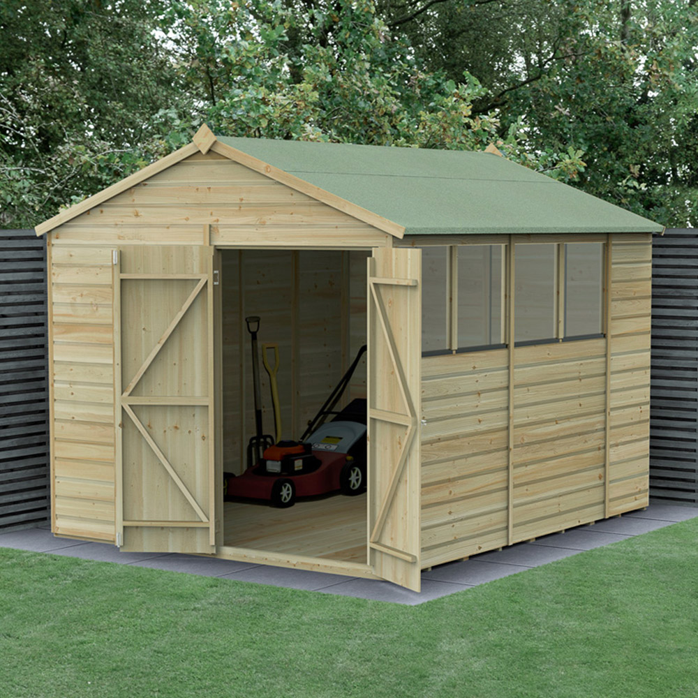 Forest Garden Beckwood 8 x 10ft Double Door 4 Windows Shiplap Apex Shed Image 2