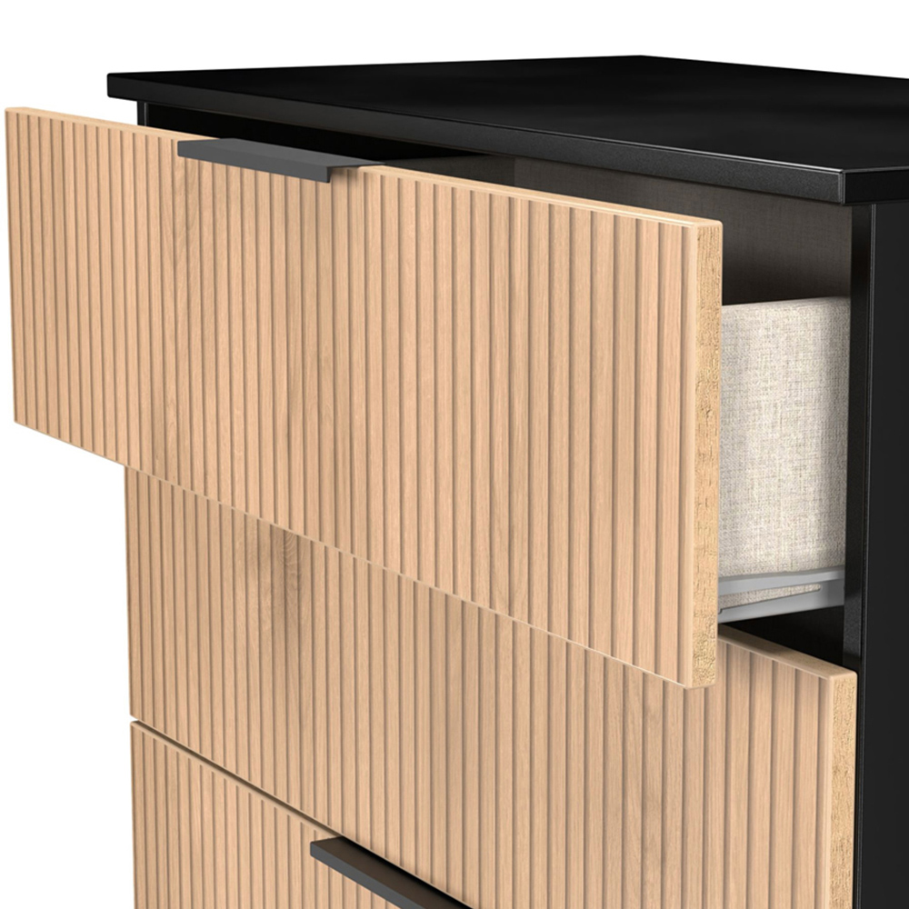 Crowndale Java 4 Drawer Slatt Effect and Black Deep Chest of Drawer Image 6