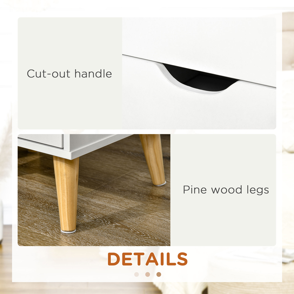 Portland 2 Drawer White Bedside Table Image 8