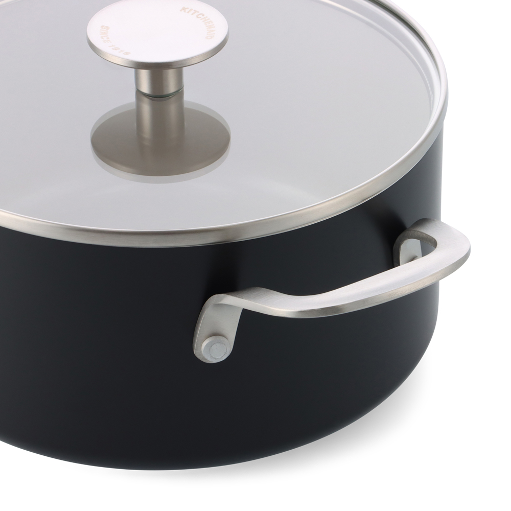 KitchenAid 24cm Matte Black Coloured Aluminium Skillet with Lid Image 3