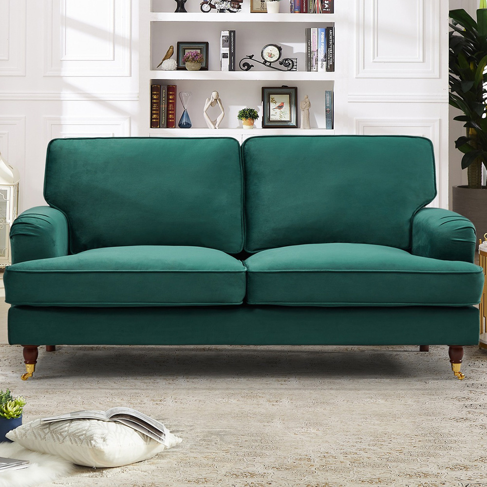 Woodbury 2 Seater Green Velvet Sofa Image 1