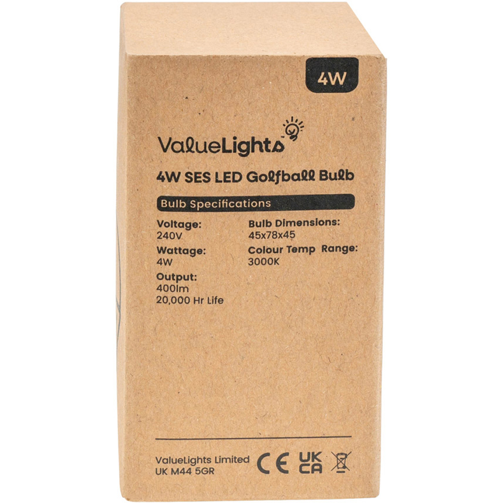 ValueLights 5 Pack E14 LED 4W Warm White Golfball Light Bulb Image 4