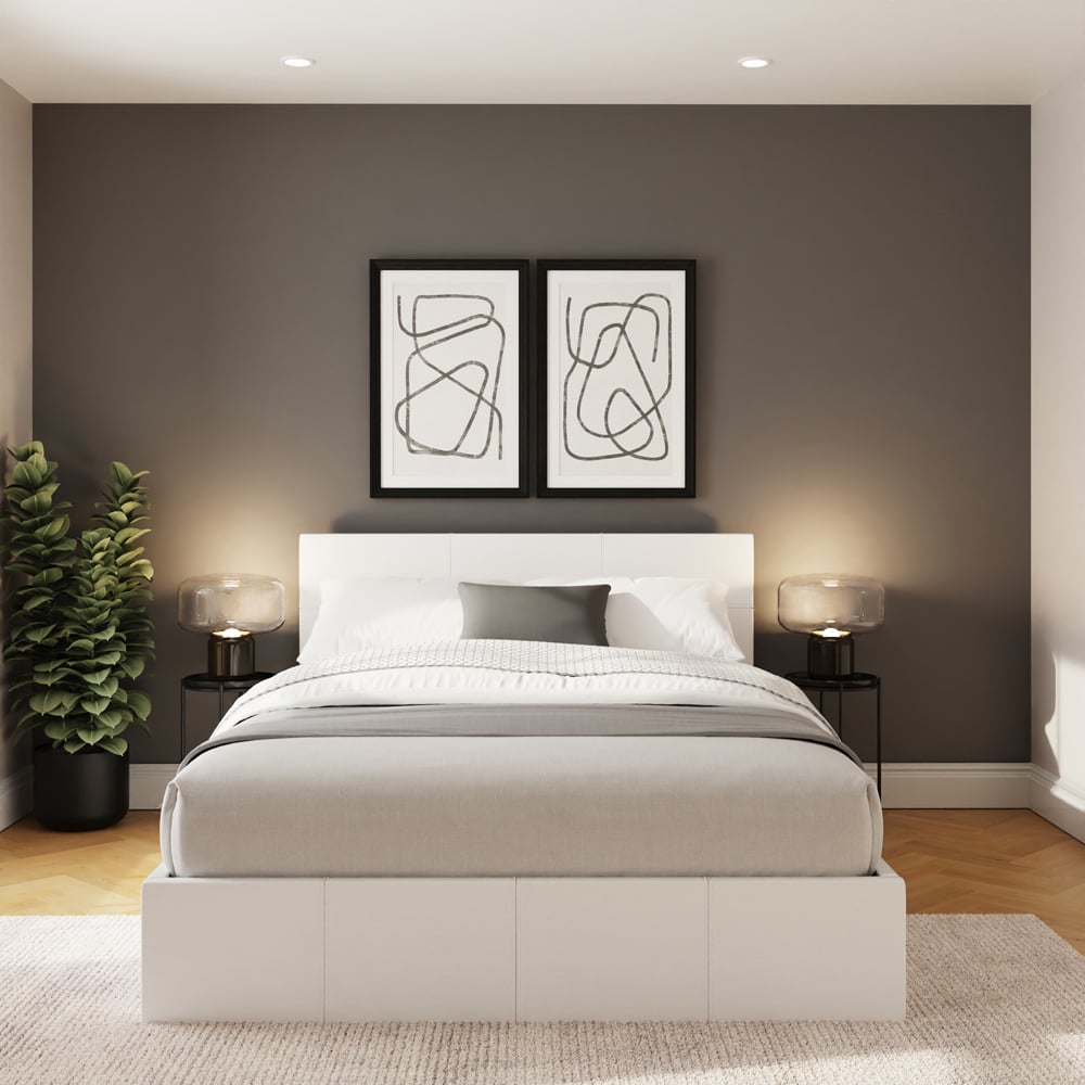 GFW Double White Faux Leather Side Lift Ottoman Bed with Bonnell Mattress Image 7