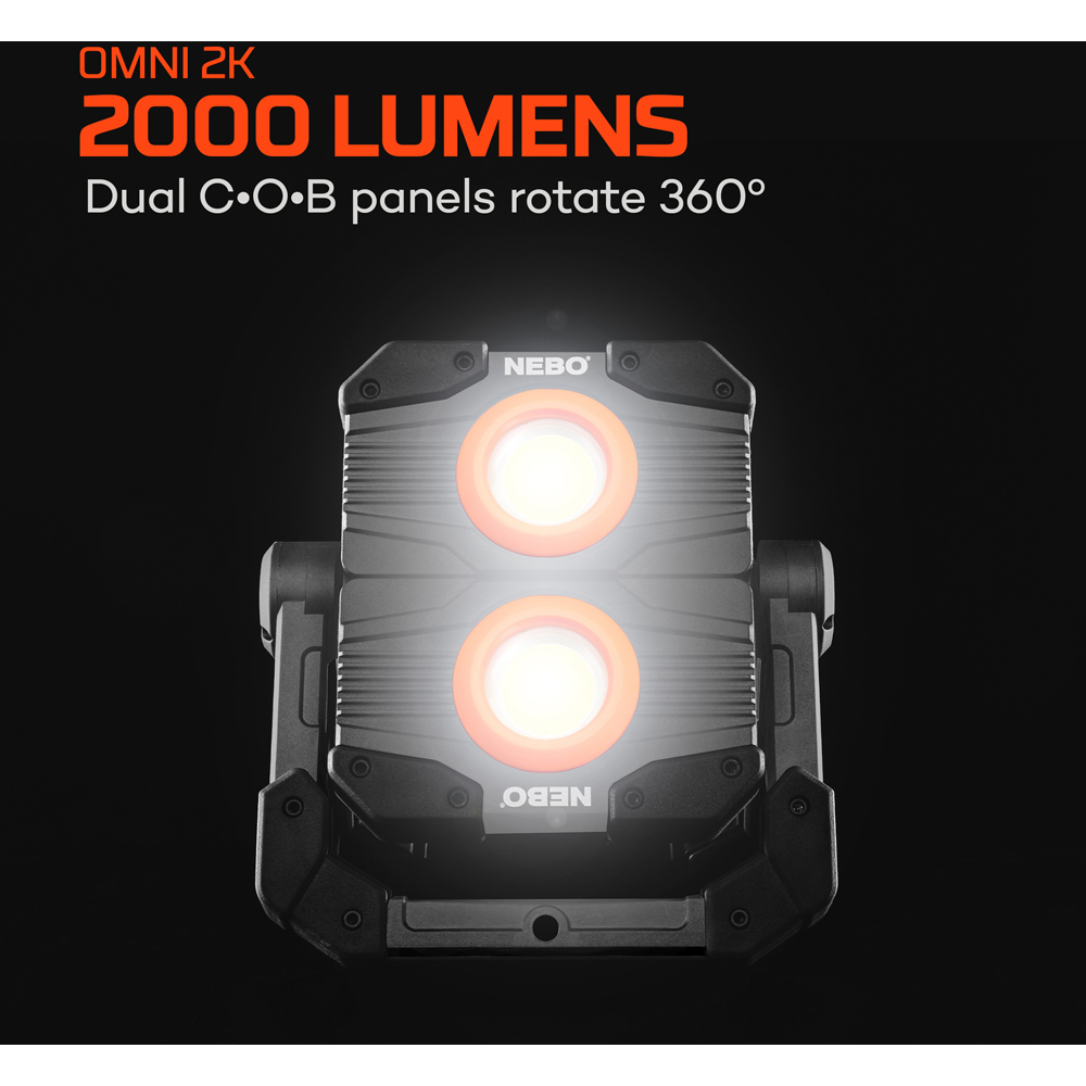 Nebo Omni 2K 2000 Lumens Multi-Directional Rechargeable Work Light with Built-In Power Bank Image 4