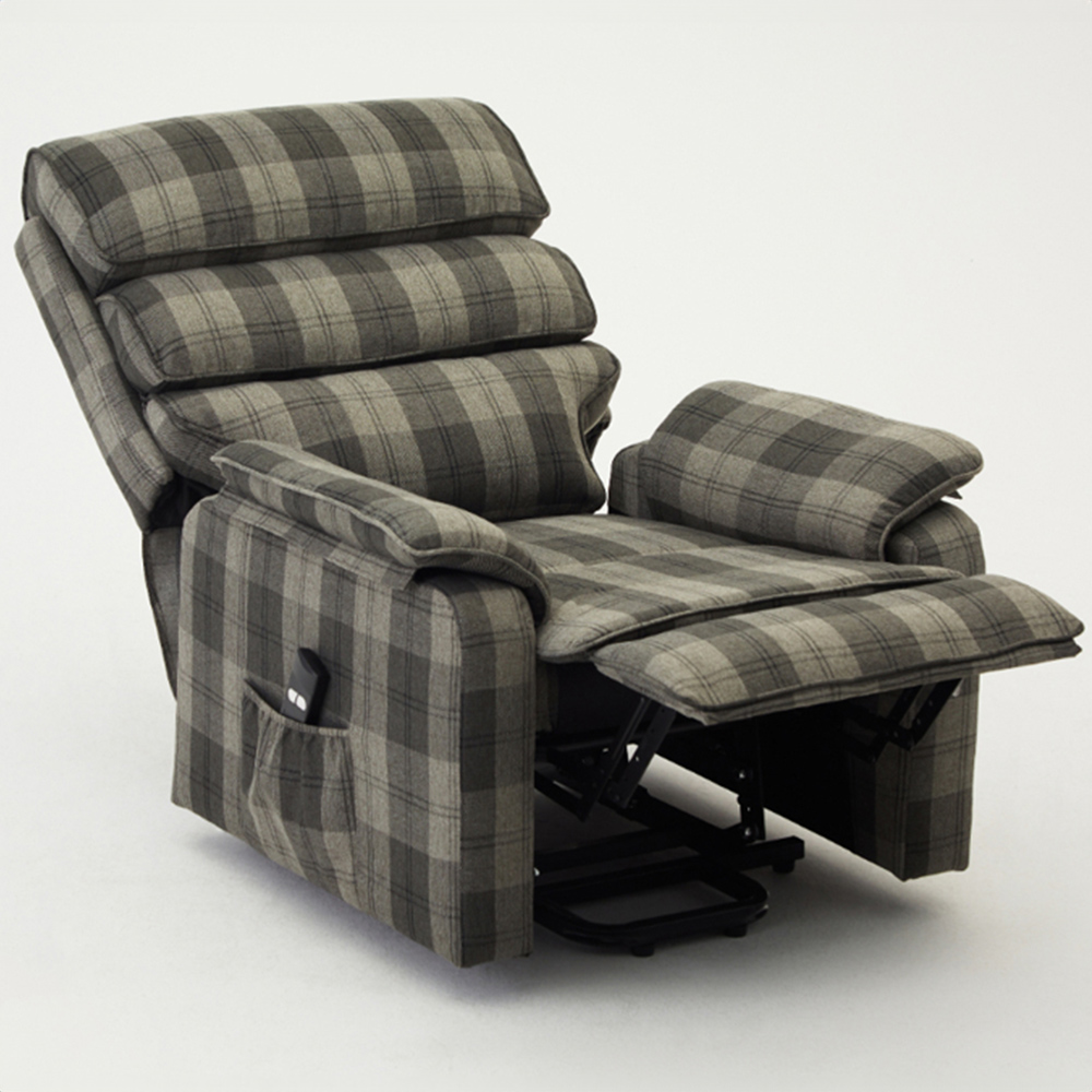 Home Detail Blair Grey Tartan Electric Recliner Chair Image 4