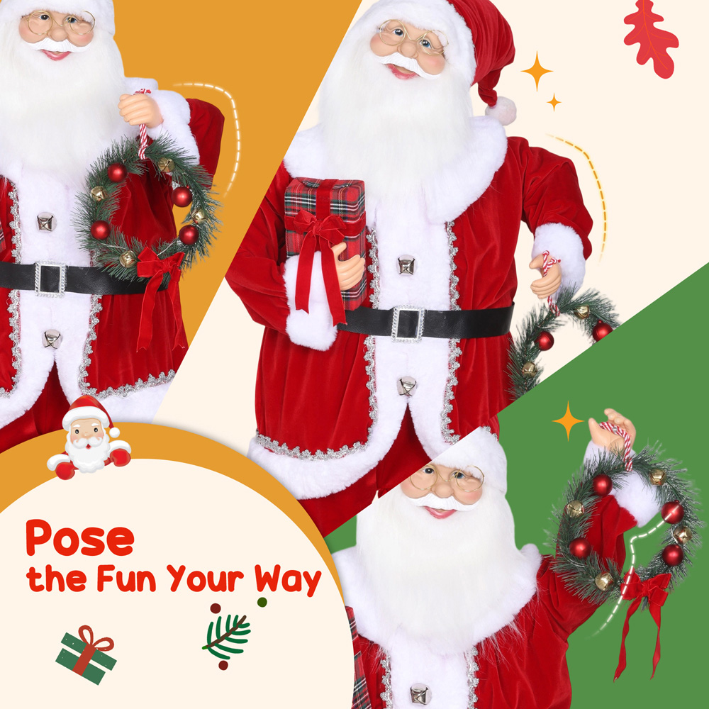 Everglow Life Size Musical Animated Santa Claus with Wreath and Sound ...