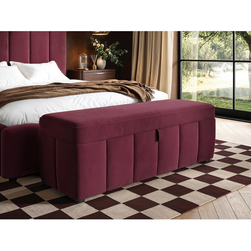 SOLACE+CO Emilie Burgundy Velvet Blanket Box Image 6