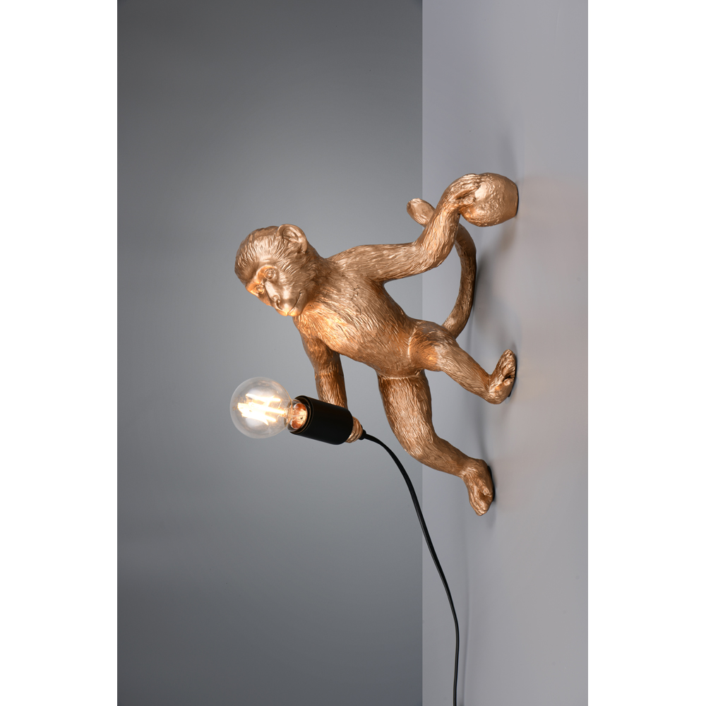 TRIO Louy Gold Monkey Wall Light Image 2