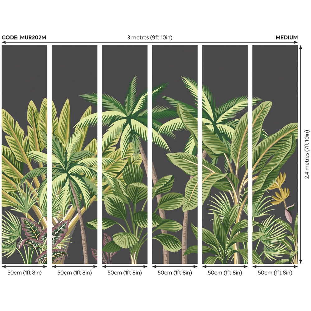 Origin Murals Tropical Palm Trees Black Wall Mural Image 3