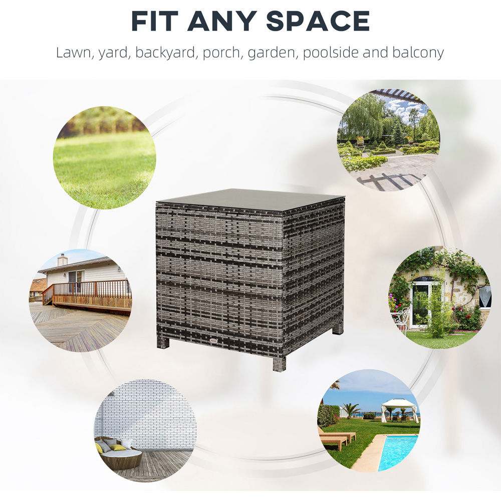 Outsunny Grey Rattan Side Table Image 6