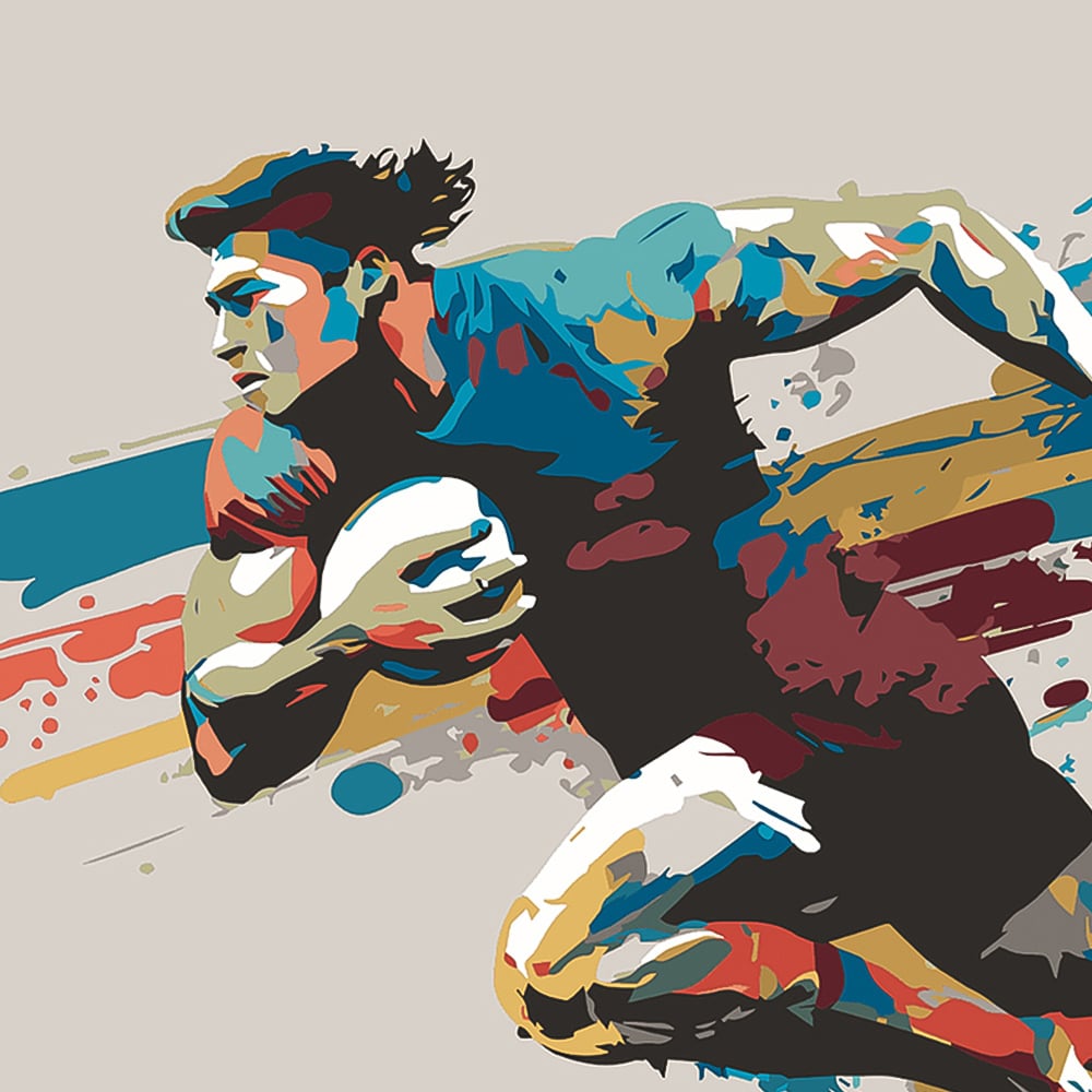 Origin Murals Rugby Player in Graphic Style Multicolour Wall Mural Image 2