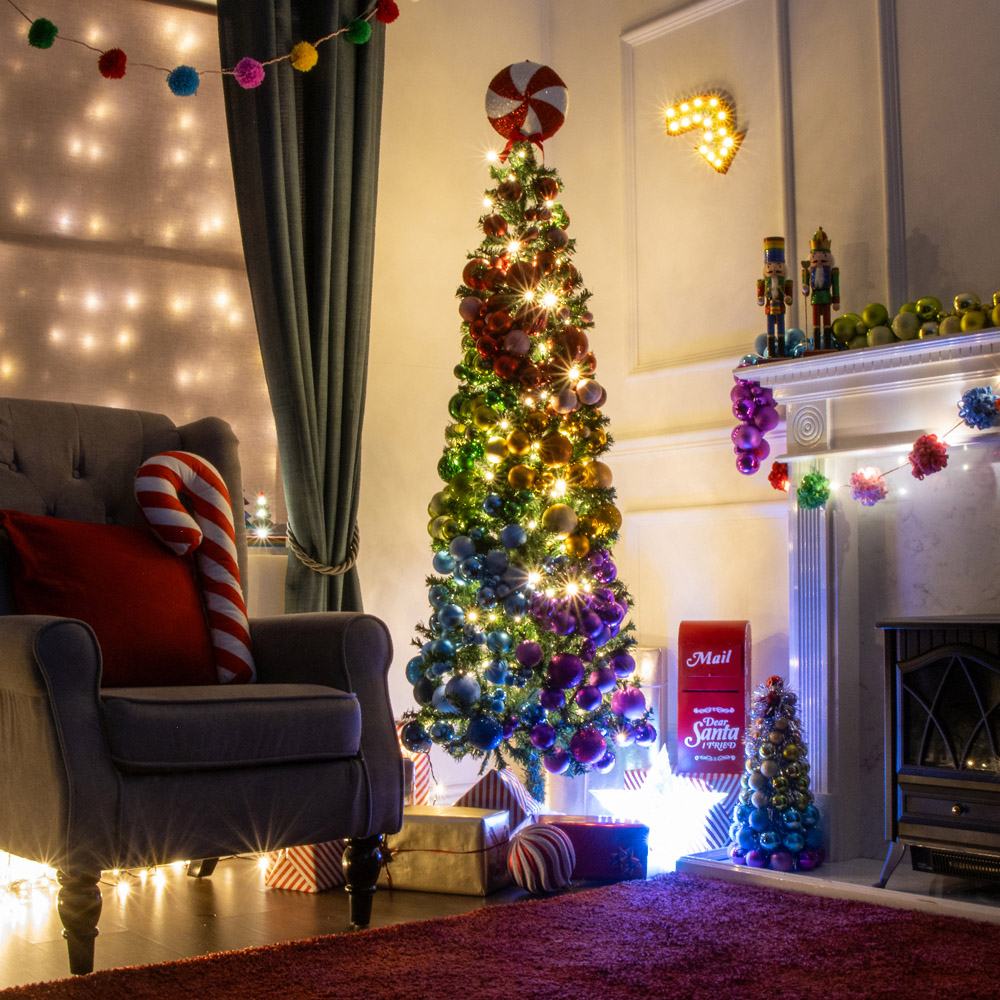 The Christmas Workshop Green Pre-Lit Slim Line Christmas Tree 6ft Image 2