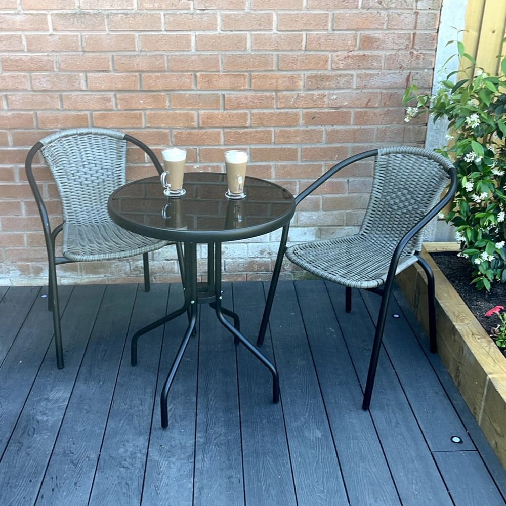 Outdoor Living The Bolero 2 Seater Modern Rattan Bistro Set Grey Image 6