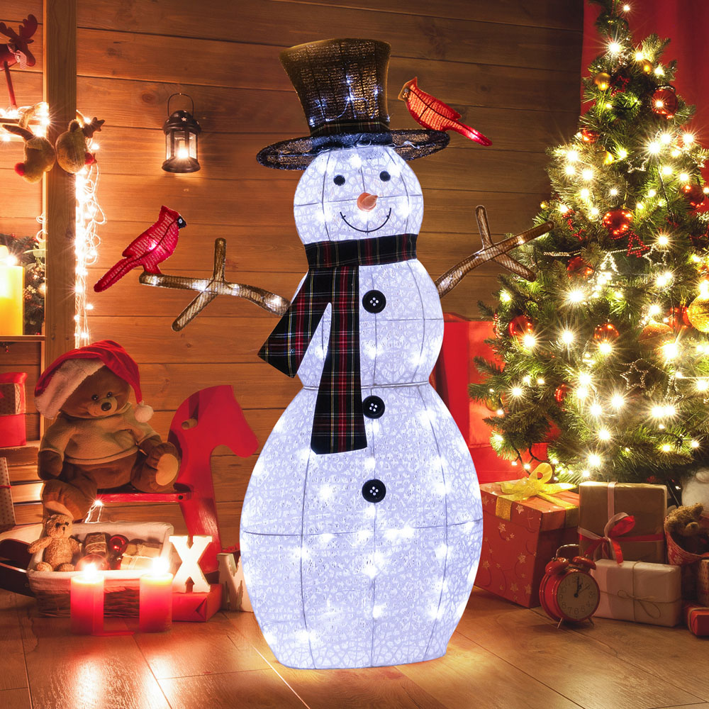Costway Warm-White LED Pre-Lit Snowman Christmas Ornament 4.1ft Image 4