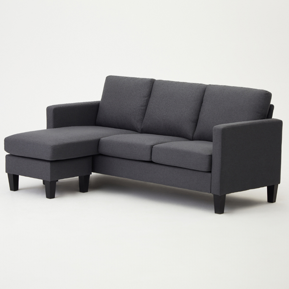 Home Detail Leah 3 Seater Grey Fabric L Shape Sofa Image 2