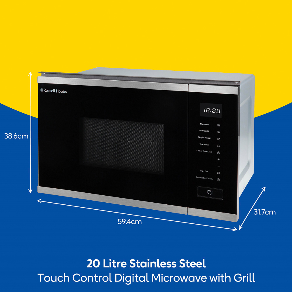 Russell Hobbs RHBM2002SS Stainless Steel 20L Digital Microwave and Grill Image 9