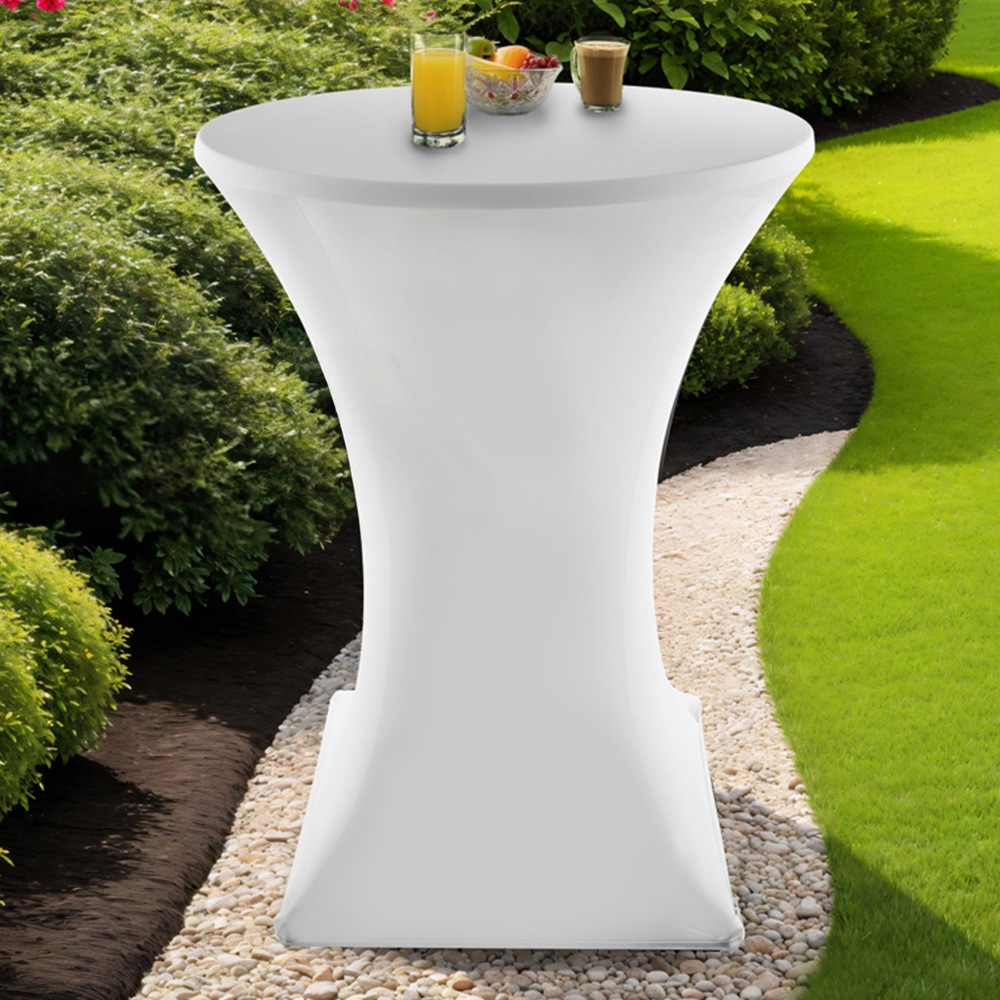 tectake White Folding Bar Table Cover 90 x 110cm Image 1