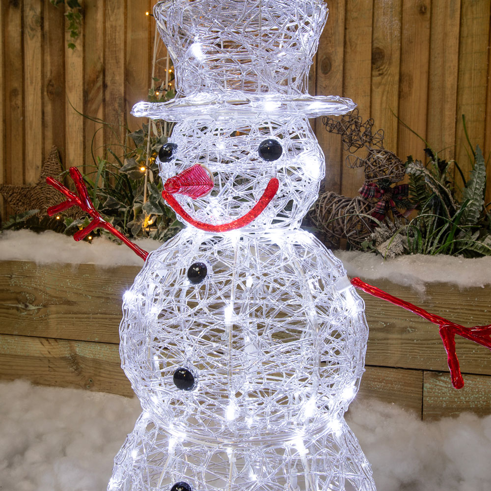 The Christmas Centre 100 Cool White LED Acrylic Light-Up Snowman 2.6ft Image 3