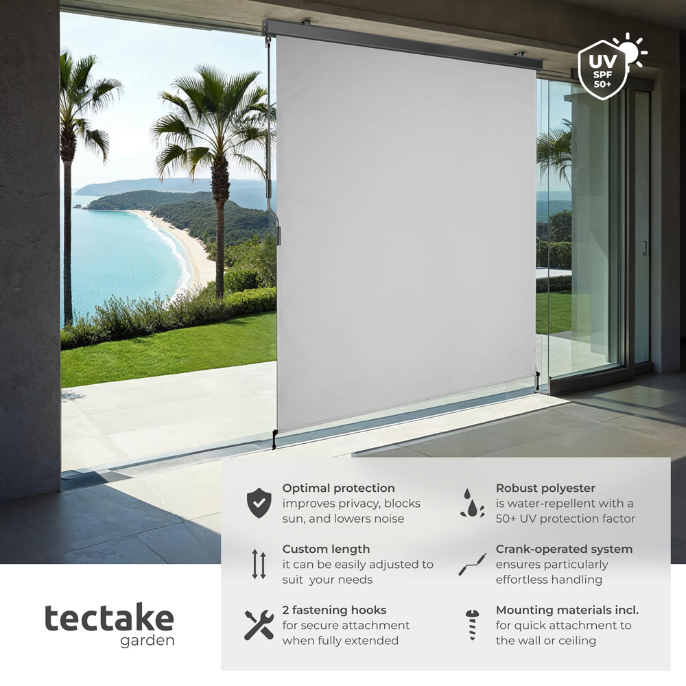 tectake Eloise Light Grey Vertical Awning with 2 Wall Brackets 1.6 x 2.5m Image 6