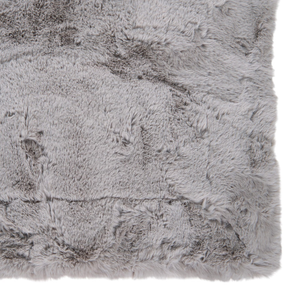 Soft Rabbit Faux Fur Throw - Grey Image 4