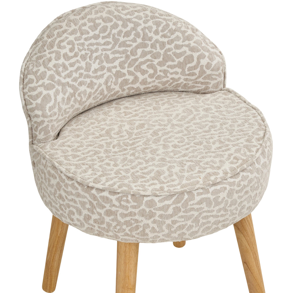 Living and Home Leopard Print Chenille Low Backrest Vanity Stool Image 4
