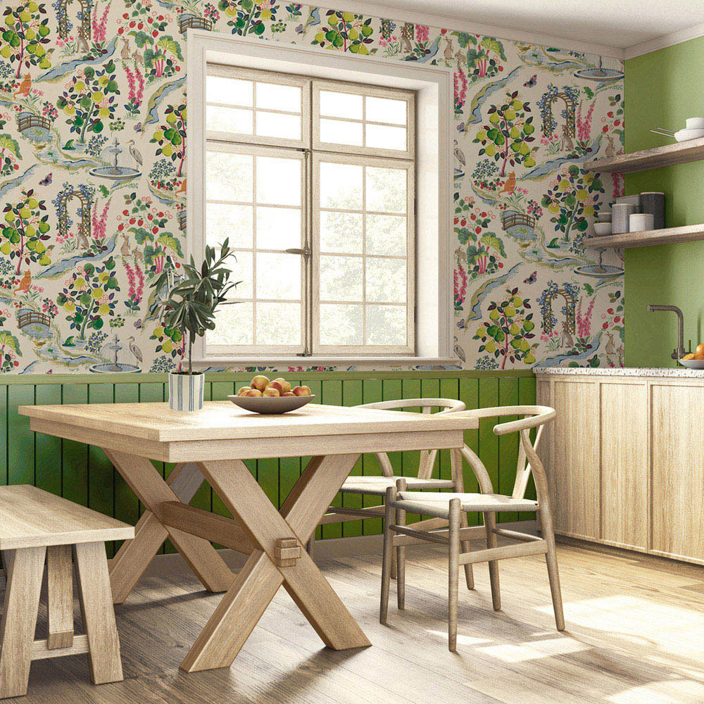 Belmont House Yellow and Cream Garden Walk Floral Wallpaper Image 2