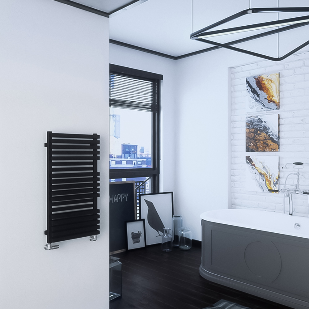Terma Quadrus Bold 1811BTU Metallic Black Heated Towel Rail 870 x 450mm Image 4
