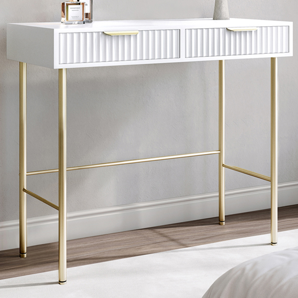 CARME Home Maya White 2 Drawer Dressing Table Image 1