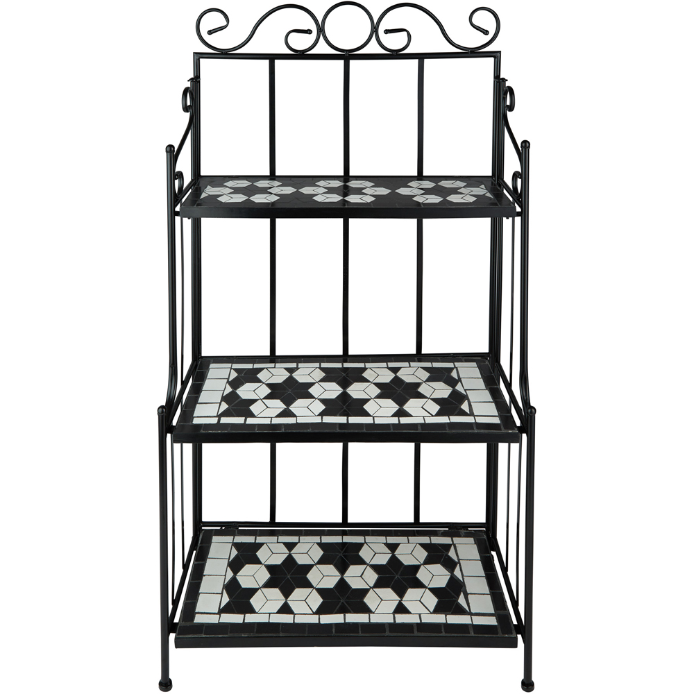 tectake Mosaic Black and White 3 Level Plant Stand Image 3