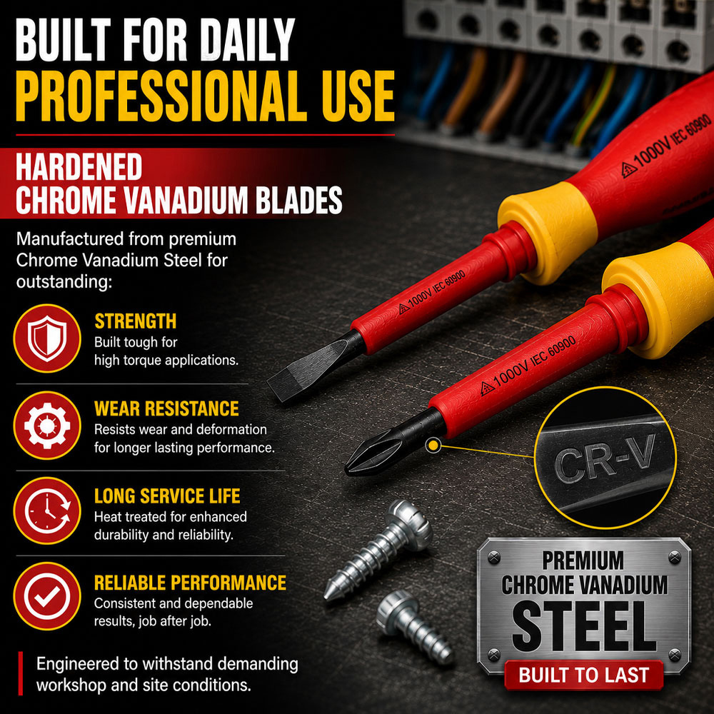 Lumberjack VDE13P 13 Piece VDE Insulated Electrician Screwdriver Set with Magnetic Tips 1000V Image 6