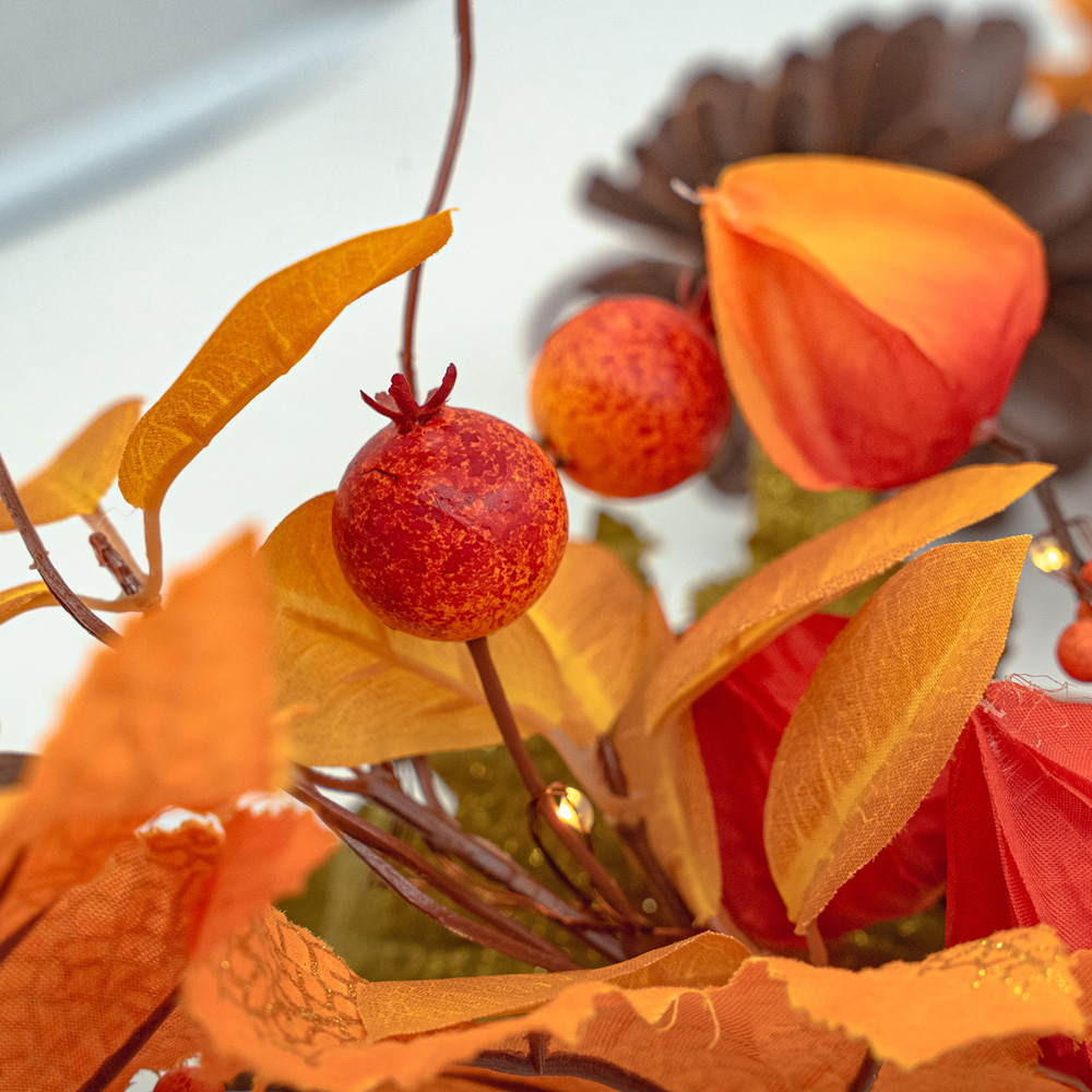 Norfolk Pumpkin Ember 150 Warm White LED Christmas Garland with Pumpkins Berries and Pinecones 183cm Image 8