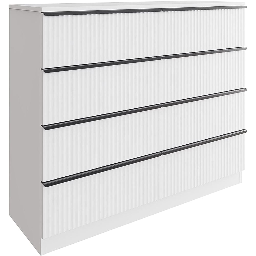 FWStyle Lania 8 Drawer White Scalloped Ripple Effect Chest of Drawers Image 2