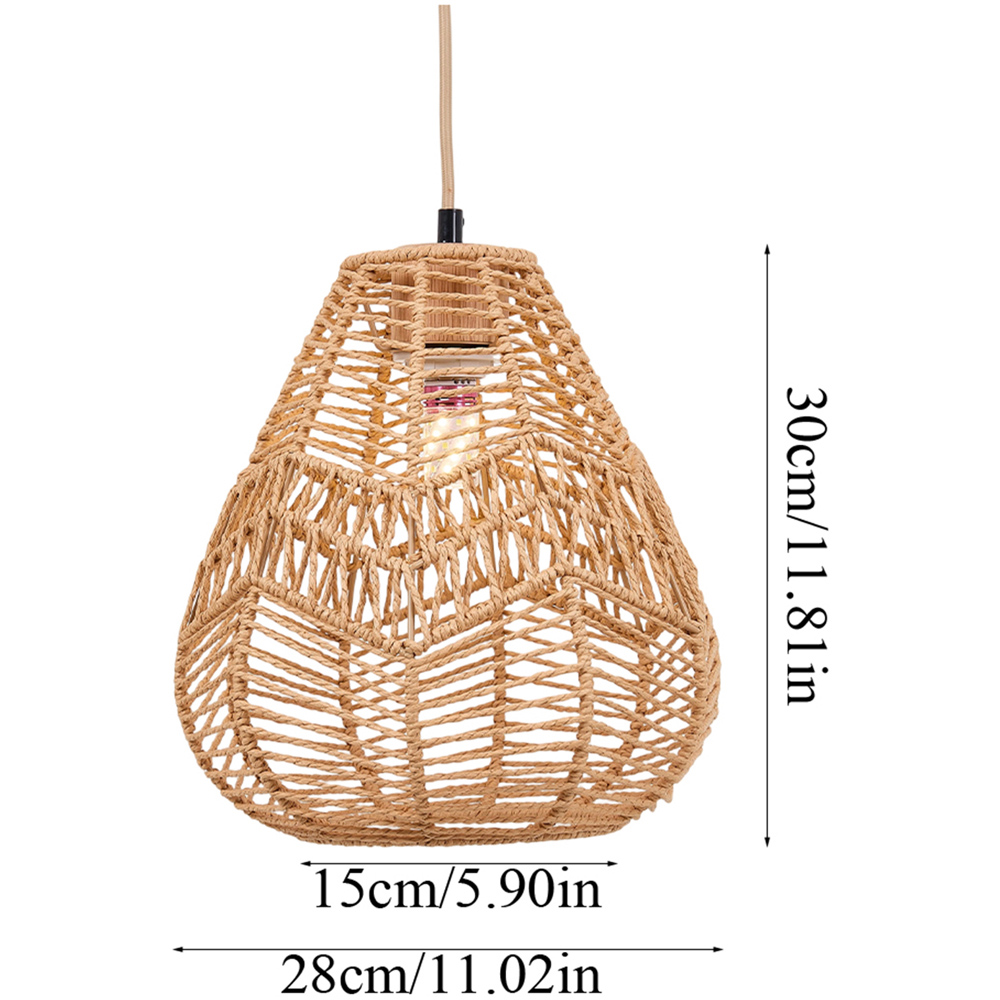 Living and Home Light Brown Vintage Rattan E27 Pendant Light Image 8