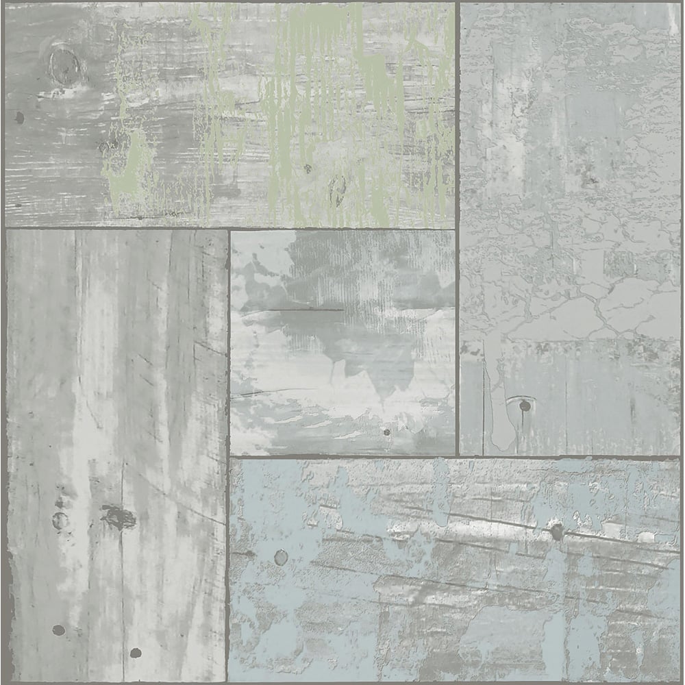 Floorpops Boardwalk Green Blue and Grey Peel and Stick Floor Tile 30.48 x 30.48cm 10 Pack Image 2