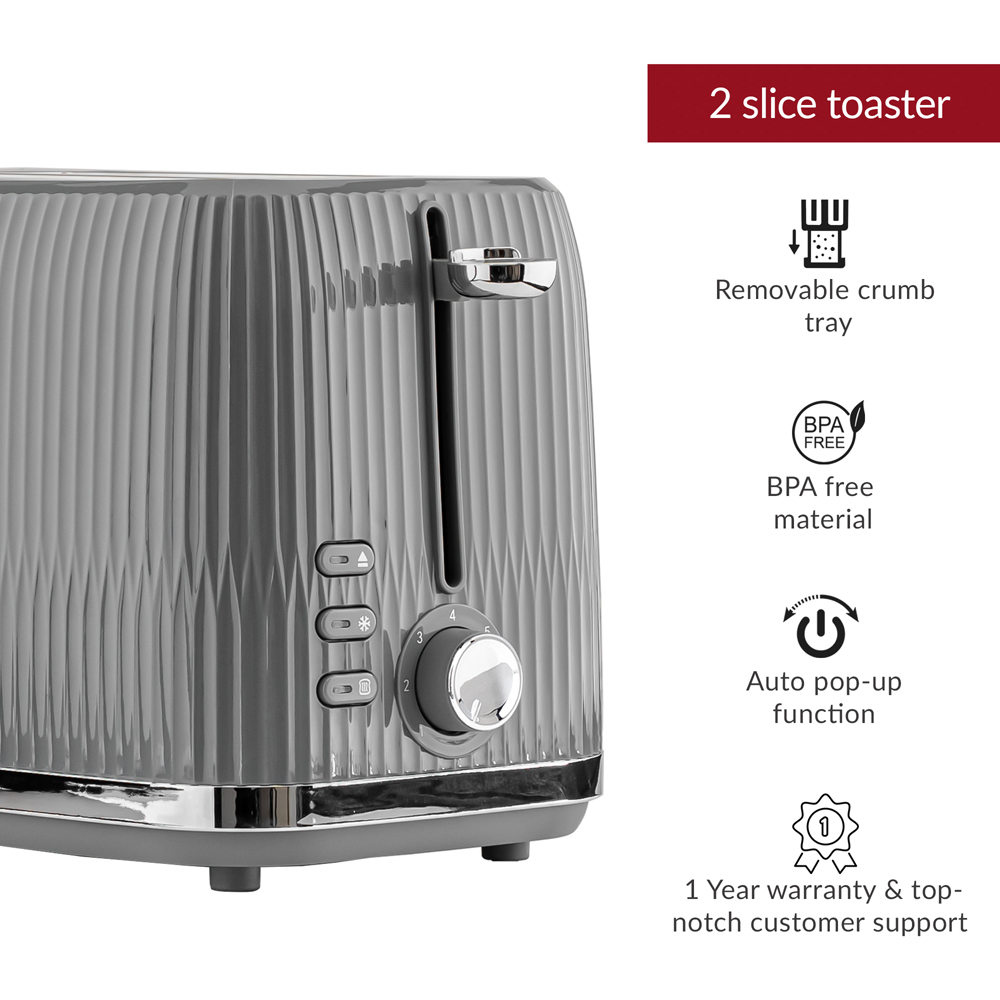 Innoteck Kitchen Pro Grey 2 Slice Toaster 800W Image 2