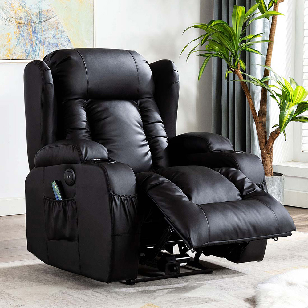 Furniture Online Caesar Black Bonded Leather Electric Recliner Chair Image 8
