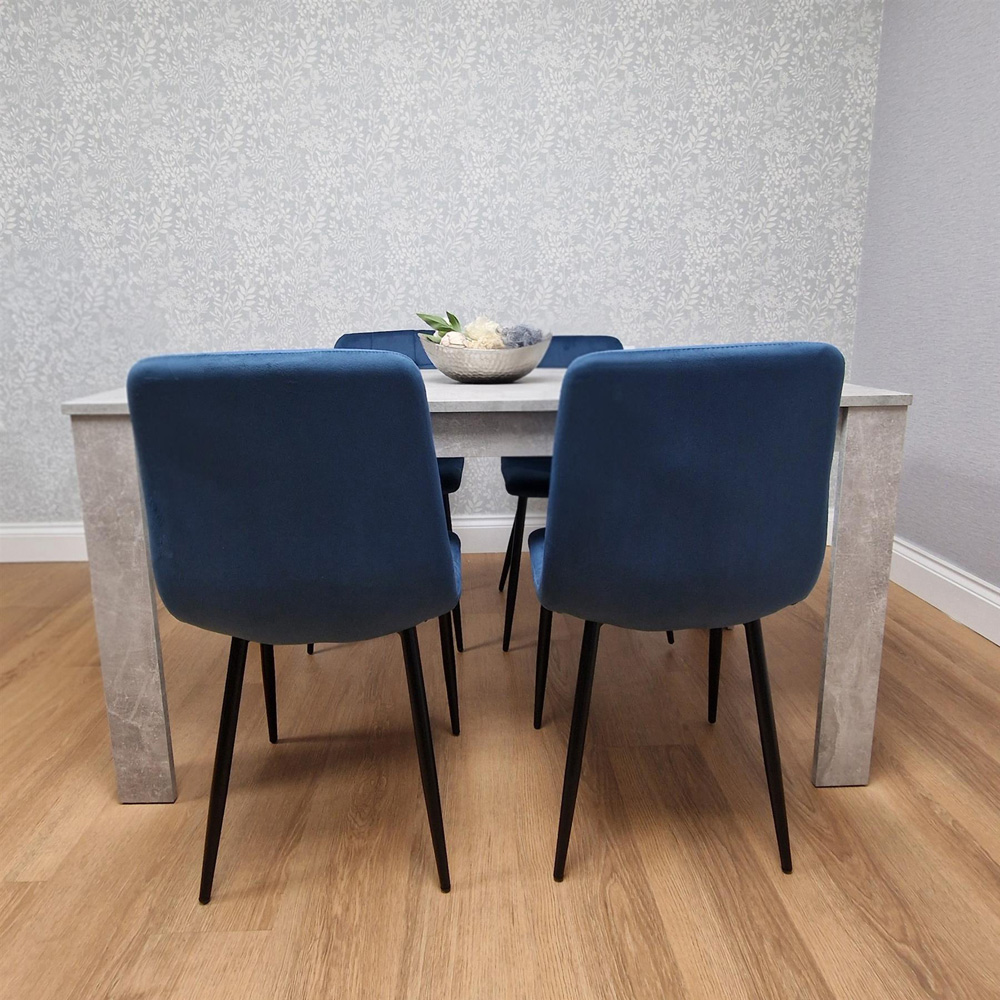 Kosy Koala Rocco 4 Seater Wooden Velvet Dining Set Stone Grey and Blue Image 6