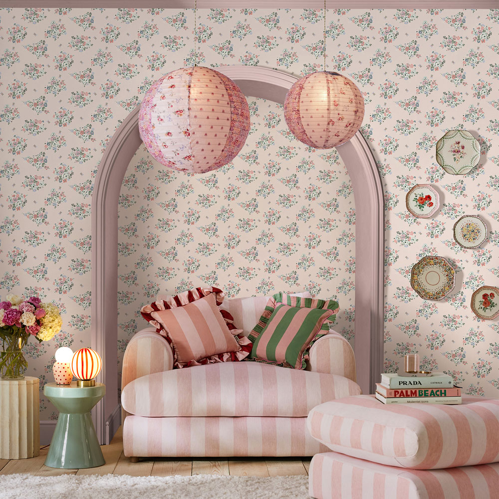 Cath Kidston Clifton Floral Pink Wallpaper Image 3