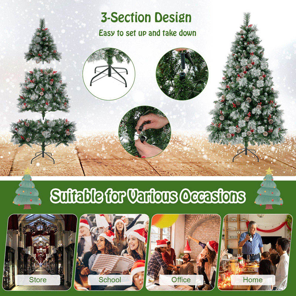 Costway Pre Lit Warm White LED Artificial Christmas Tree 6ft Image 8