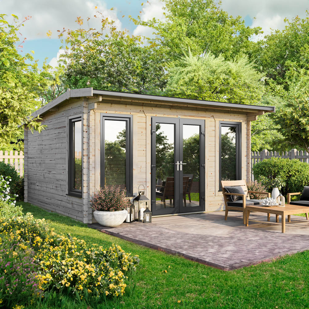 Power Sheds 16 x 16ft Centre Double Door Apex Log Cabin Image 2