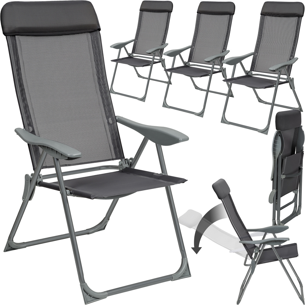 tectake Maurine Set of 4 Anthracite Garden Chairs Image 2