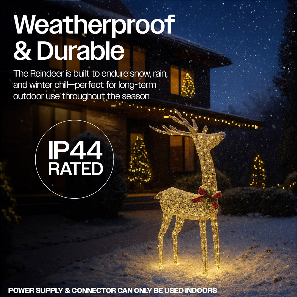 Xmas Haus Gold 450 Warm White LED Head Up Deer Christmas Decoration 4ft Image 4
