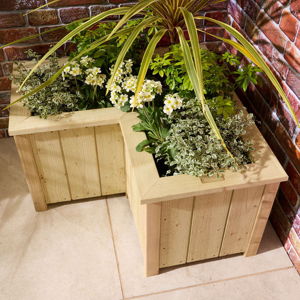Rowlinson Signature Heritage Natural Wooden Garden Corner Planter 42 x 78.5 x 78.5cm Image 3