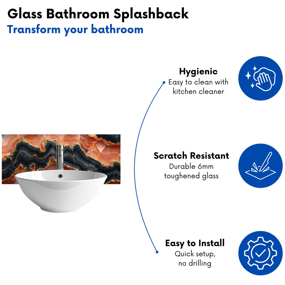 Warren Reed Designer Black Pink and Gold Marble Effect Bathroom Splashback 25 x 60cm Image 4