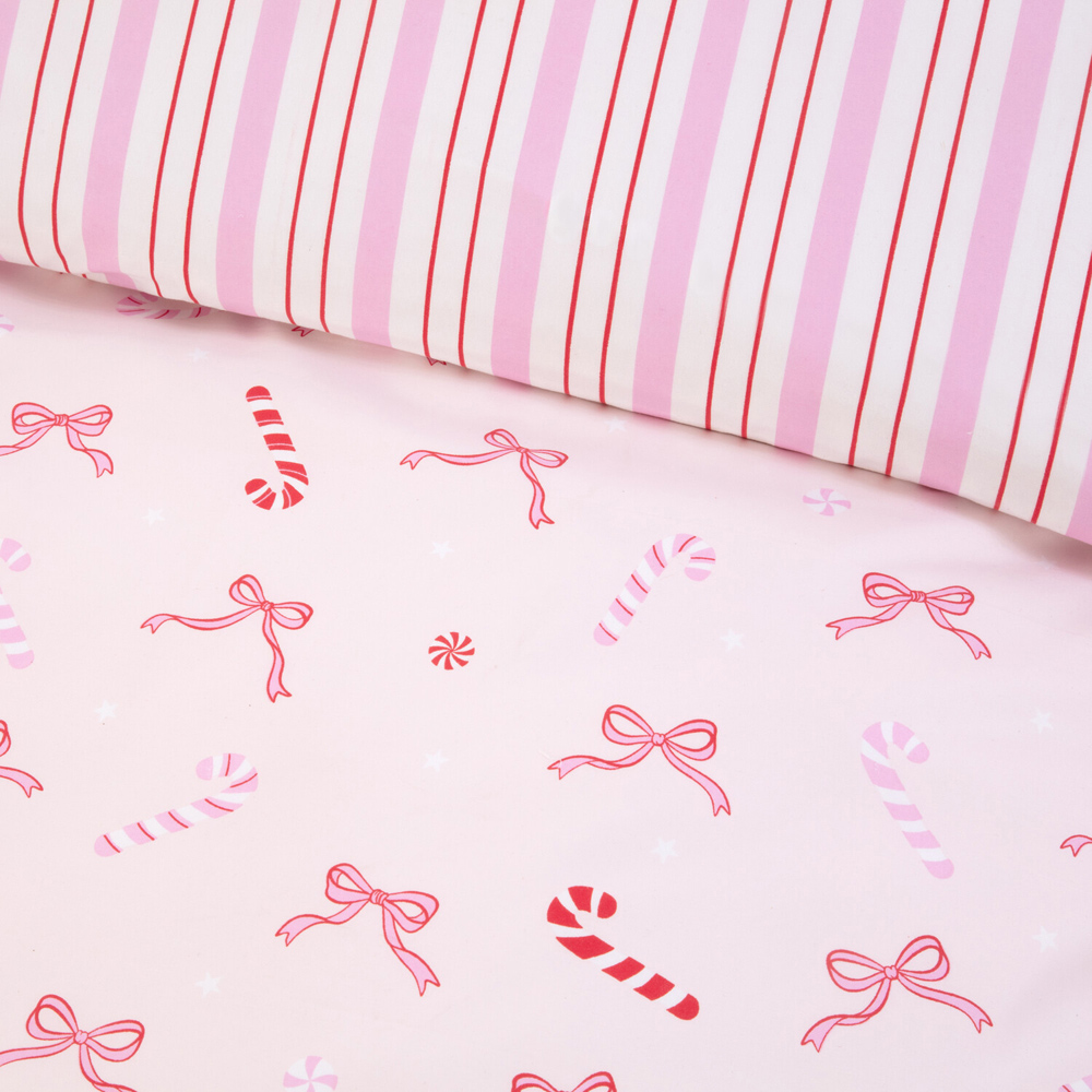 Bow Candy Canes Bedding Set Pink Double Image 4