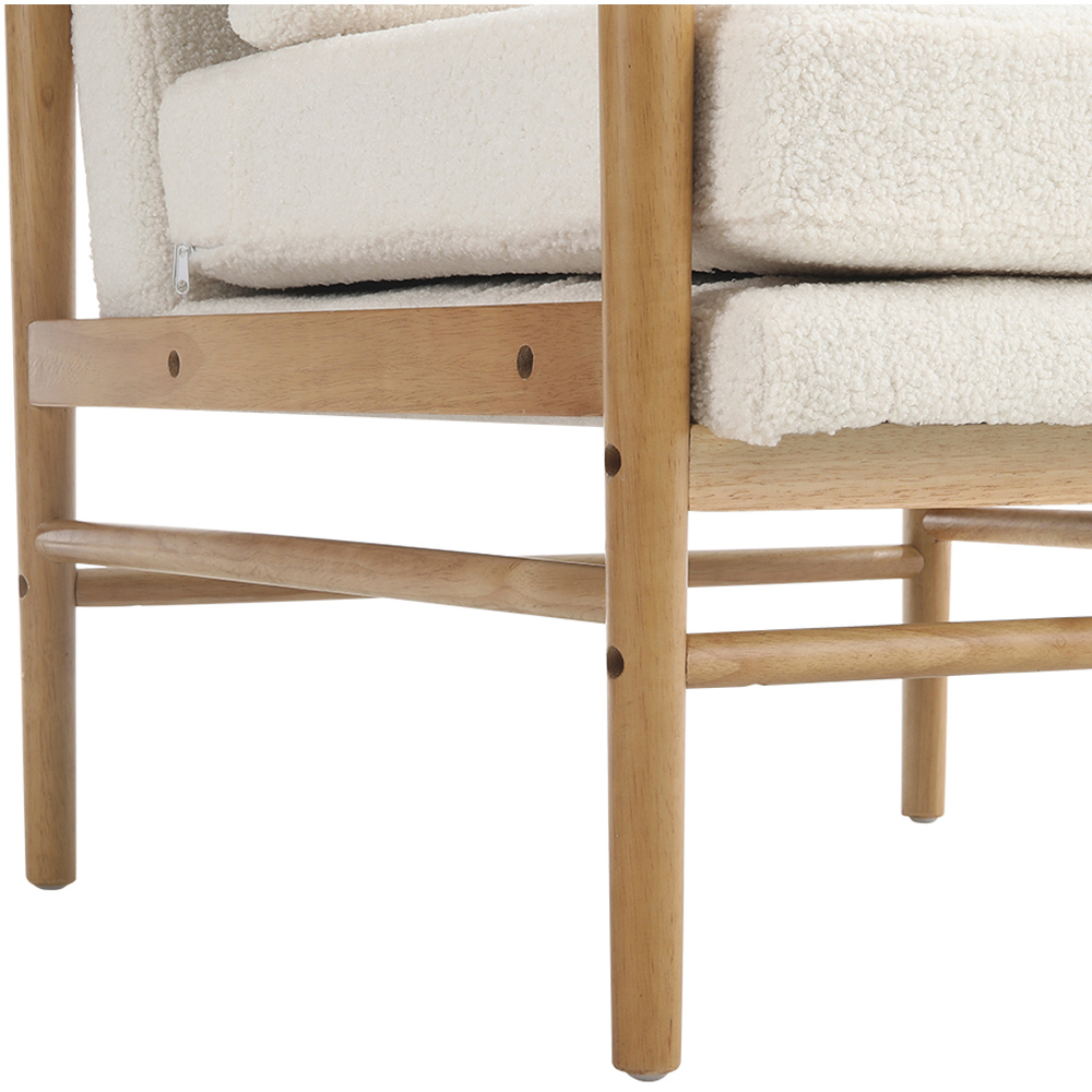 Living and Home White Teddy Bear Fur Wooden Armchair Image 7