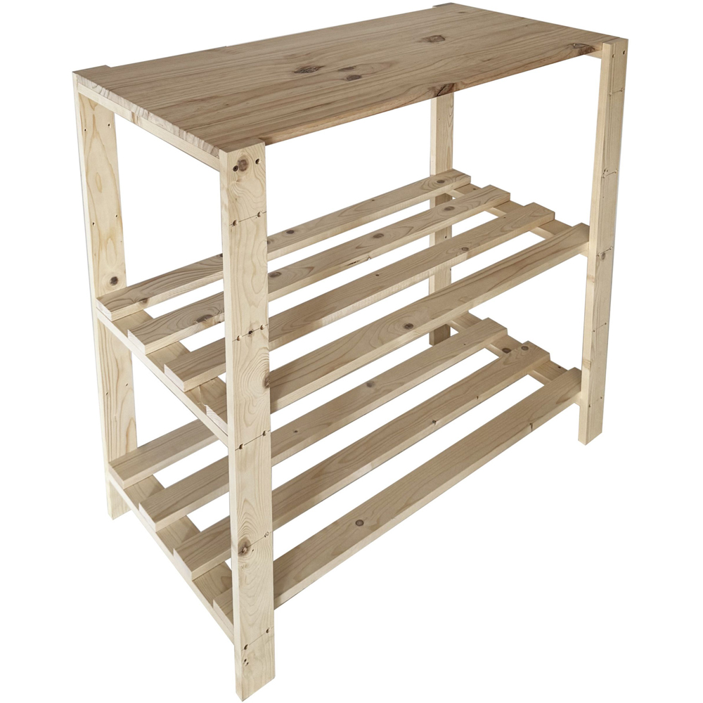 Core Products 3 Shelf Pre-Sanded Finish Solid Work Top Pine Slatted Heavy Duty Storage Unit Image 2