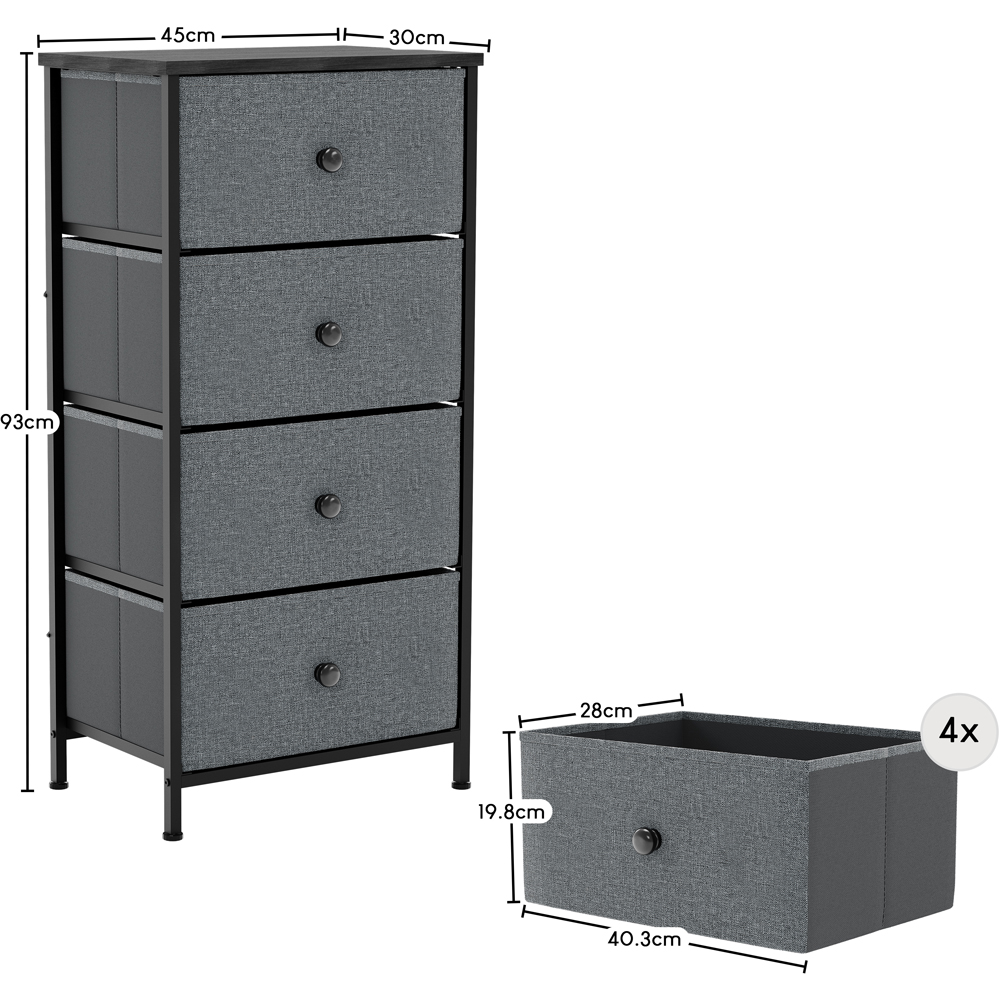 Vida Designs Chorley 4 Drawer Grey and Black Fabric Chest of Drawer Image 8