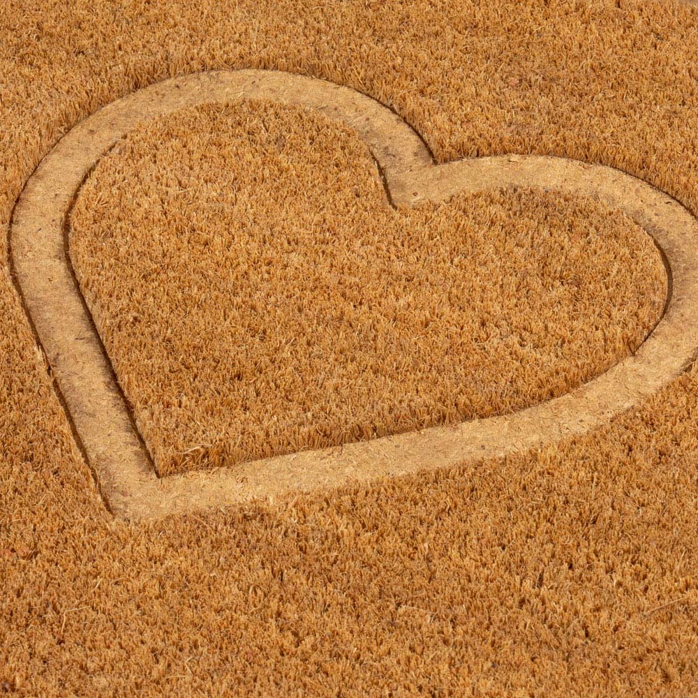 Eselle Astley Pressed Heart Embossed Natural Coir Door Mat 40 x 60cm Image 4