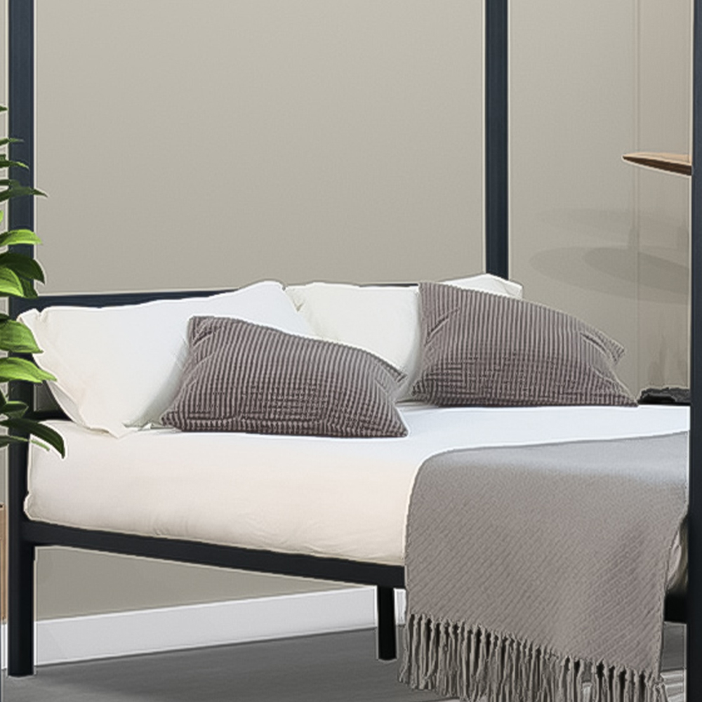 Brooklyn King Size 4 Poster Metal Bedframe with Minimalist Headboard Design Image 2